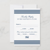 Nautical Navy Rope Knot Stripes Wedding RSVP Kaartje (Voorkant)