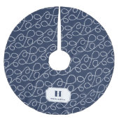 Nautical Navy Rope Monogram Kerstboom Rok (Voorkant)
