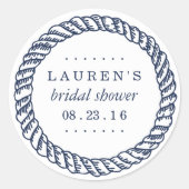Nautical Navy Rope Vrijgezellenfeest Ronde Sticker (Voorkant)