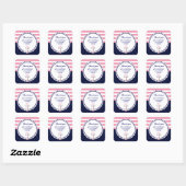 Nautical Navy Roze Anker Party Favor Sticker (Vel)