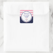 Nautical Navy Roze Anker Party Favor Sticker (Tas)