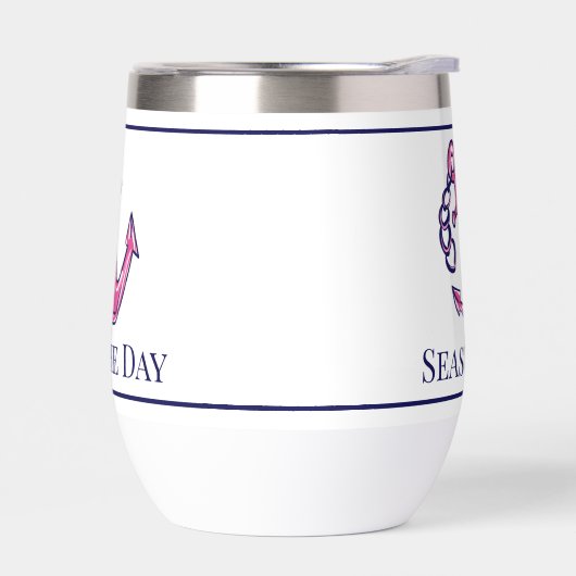 Nautical Navy Roze Anker Preppy Bootnaam (Links)