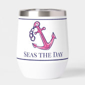 Nautical Navy Roze Anker Preppy Bootnaam (Achterkant)