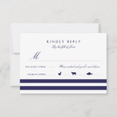 Nautical Navy RSVP met maaltijdopties (Voorkant)