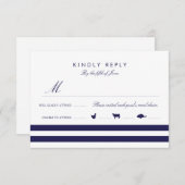 Nautical Navy RSVP met maaltijdopties (Voorkant / Achterkant)