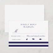 Nautical Navy RSVP met maaltijdopties Kaartje (Voorkant / Achterkant)