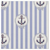 Nautical Navy rustand ankertouw met blauwe streep Stof (Close Up)