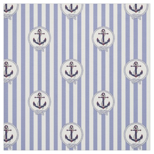 Nautical Navy rustand ankertouw met blauwe streep Stof (Swatch)