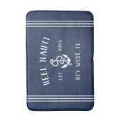 Nautical Navy Rustic Anchor | Naam van je boot Badmat (Voorkant Verticaal)