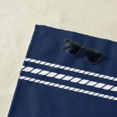 Nautical Navy Rustic Anchor | Naam van je boot Strandlaken (In situ)