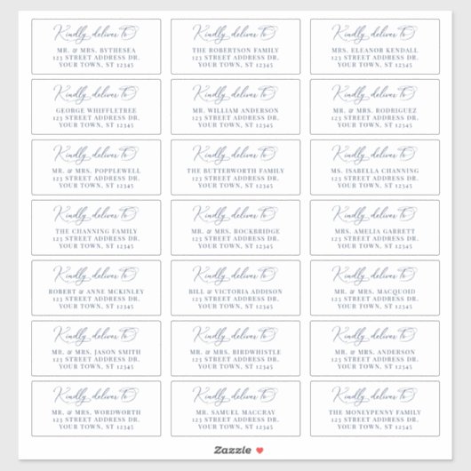 Nautical Navy Script Wedding Guest Adresetiketten Sticker (Vel)