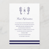 Nautical Navy Seahorse Wedding Insert Informatiekaartje (Voorkant)