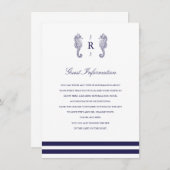 Nautical Navy Seahorse Wedding Insert Informatiekaartje (Voorkant / Achterkant)