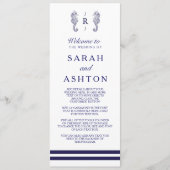 Nautical Navy Seahorse Wedding Programme Programmakaart (Voorkant)