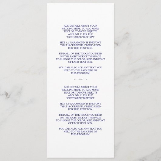 Nautical Navy Seahorse Wedding Programme Programmakaart (Achterkant)