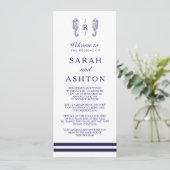 Nautical Navy Seahorse Wedding Programme Programmakaart (Staand voorkant)