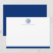 Nautical Navy Seashell Note Kaart Notitiekaartje (Voorkant / Achterkant)