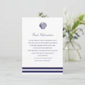 Nautical Navy Seashell Wedding Insert Informatiekaartje (Staand voorkant)