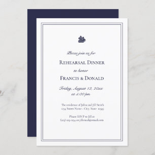 Nautical Navy Ship Rehearsal Dinner Invitations Kaart