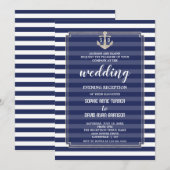 Nautical Navy Silver Weddenschap Kaart (Voorkant / Achterkant)