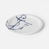 Nautical Navy Sketch Anchor Wedding Paper Bord (Gekanteld)