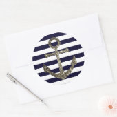 Nautical Navy Sparkle Anker Uitnodigingszegels Ronde Sticker (Envelop)