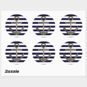 Nautical Navy Sparkle Anker Uitnodigingszegels Ronde Sticker (Vel)