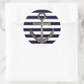 Nautical Navy Sparkle Anker Uitnodigingszegels Ronde Sticker (Tas)
