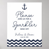 Nautical Navy Sparkler stuurt weg Poster (Voorkant)