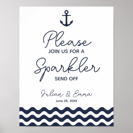 Nautical Navy Sparkler stuurt weg Poster (Voorkant)