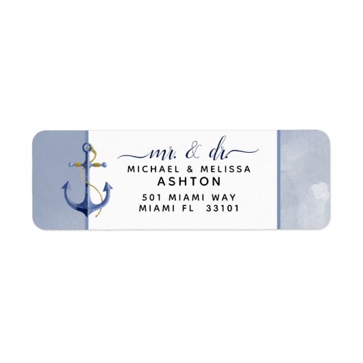 Nautical Navy Steel Blue Waterverf Event Wedding Etiket (Voorkant)