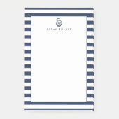 Nautical Navy Stripe & Anchor Personalized Post-it® Notes (Voorkant)