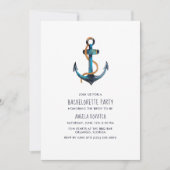 Nautical Navy Stripe Bachelorette Party Invitation Kaart (Voorkant)