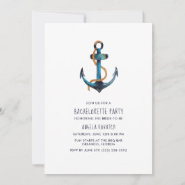 Nautical Navy Stripe Bachelorette Party Invitation Kaart
