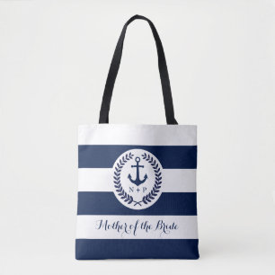 Nautical Navy Stripe bruiloft Gepersonaliseerd Tote Bag