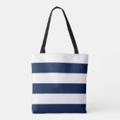 Nautical Navy Stripe bruiloft Gepersonaliseerd Tote Bag (Achterkant)