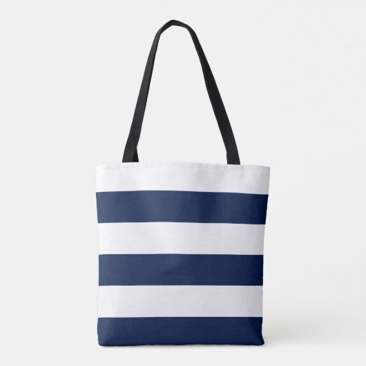 Nautical Navy Stripe bruiloft Gepersonaliseerd Tote Bag (Achterkant)
