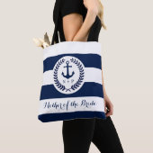 Nautical Navy Stripe bruiloft Gepersonaliseerd Tote Bag (Dichtbij)