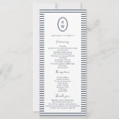 Nautical Navy Stripe Classic Wedding Program Card Kaart (Voorkant)