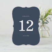 Nautical Navy Stripe Die-Cut Wedding Table Number Kaart (Staand voorkant)