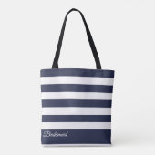 Nautical Navy Stripe Gold Anchor Specialized Tote Bag (Achterkant)