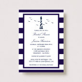 Nautical Navy Stripe Lighthouse Vrijgezellenfeest Kaart