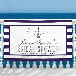 Nautical Navy Stripe Lighthouse Vrijgezellenfeest Spandoek