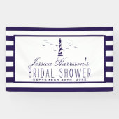 Nautical Navy Stripe Lighthouse Vrijgezellenfeest Spandoek (Horizontaal)