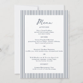 Nautical Navy Stripe Monogram Wedding Menu Card Kaart