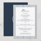 Nautical Navy Stripe Monogram Wedding Menu Card Kaart (Voorkant / Achterkant)