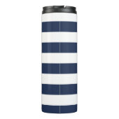 Nautical Navy Stripe & Roze Monogram Thermosbeker (Achterkant)