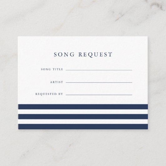 Nautical Navy Stripe Song Request Kaart (Voorkant)