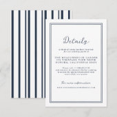 Nautical Navy Stripe Wedding Details Card Informatiekaartje (Voorkant / Achterkant)