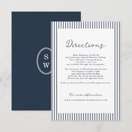 Nautical Navy Stripe Wedding Directions Card Informatiekaartje